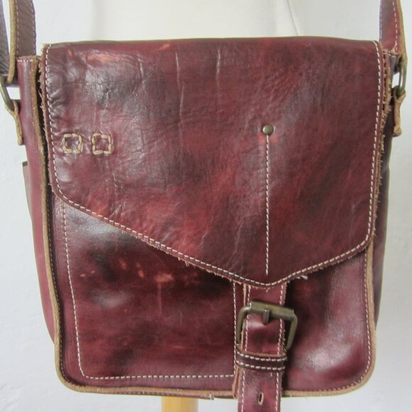 Bed Stu Leather Venice Beach Crossbody Bag Rustic Brown Distressed Leather - Picture 1 of 11